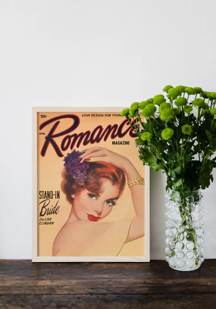 Romance Magazine Poster April PRINTABLE WALL ART, Vintage Pulp Romance Magazine Cover, Vintage Wall Art, Retro Magazine, Orange Wall Art