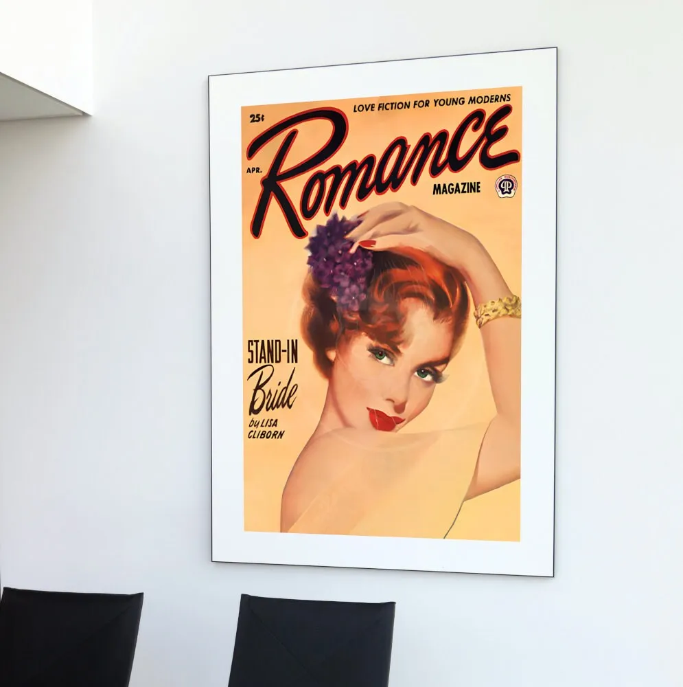 Romance Magazine Poster April PRINTABLE WALL ART, Vintage Pulp Romance Magazine Cover, Vintage Wall Art, Retro Magazine, Orange Wall Art