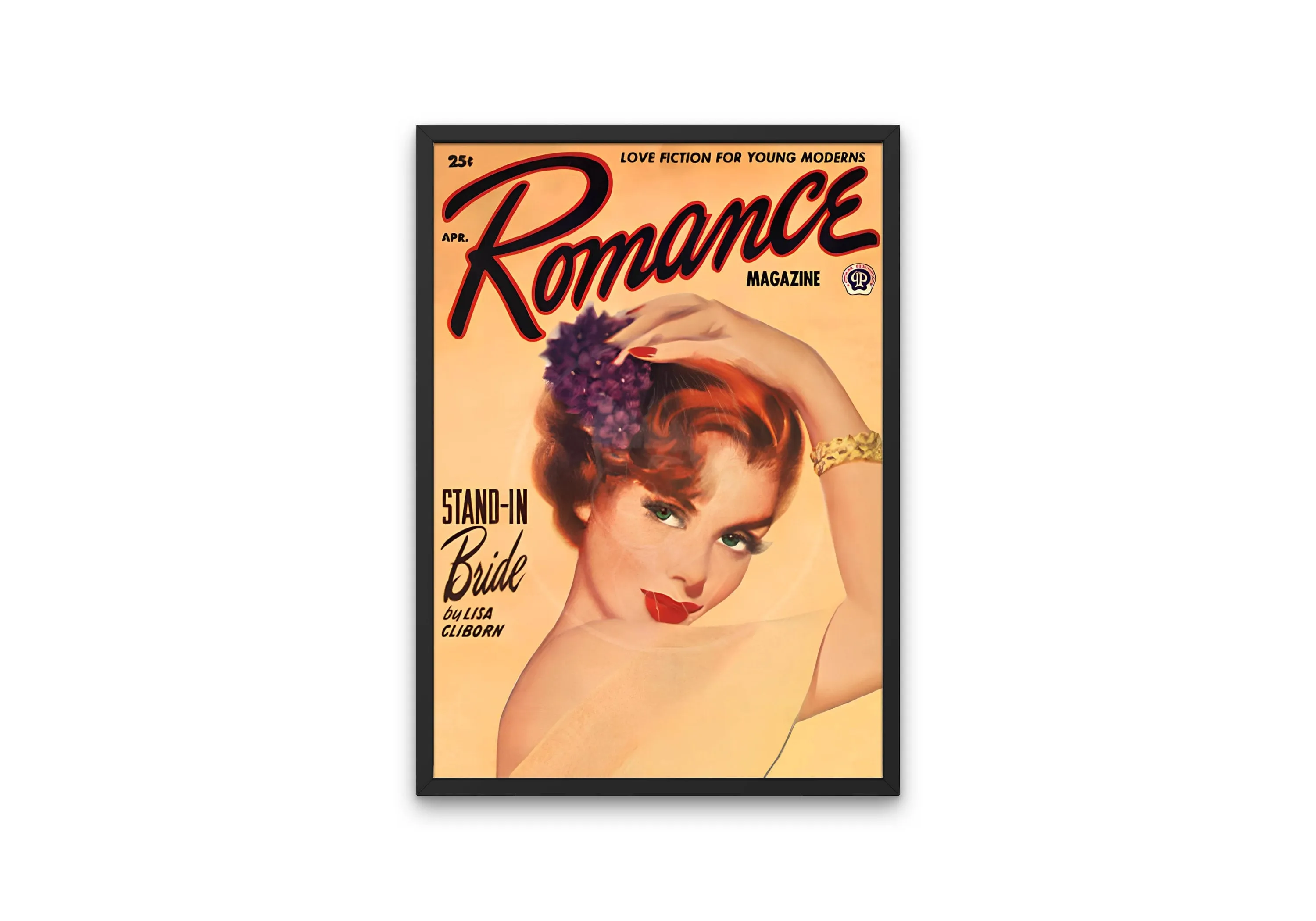 Romance Magazine Poster April PRINTABLE WALL ART, Vintage Pulp Romance Magazine Cover, Vintage Wall Art, Retro Magazine, Orange Wall Art