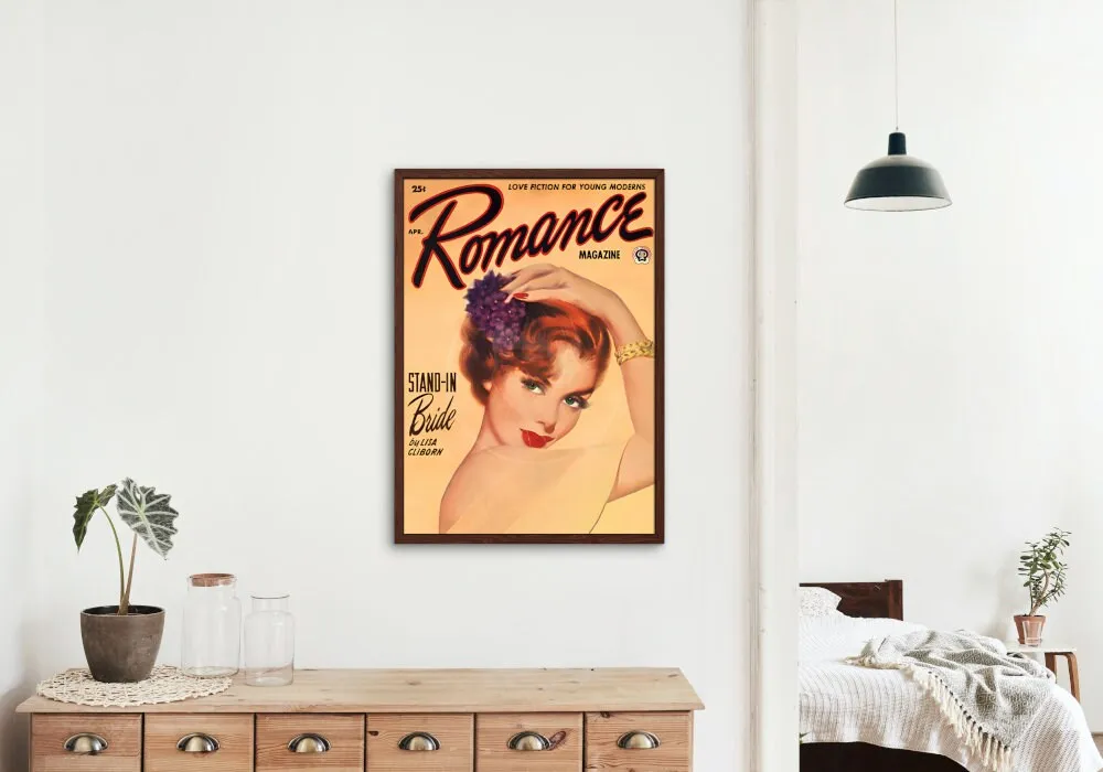 Romance Magazine Poster April PRINTABLE WALL ART, Vintage Pulp Romance Magazine Cover, Vintage Wall Art, Retro Magazine, Orange Wall Art