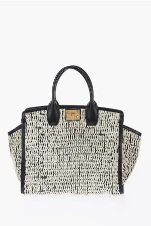 Salvatore Ferragamo Two Tone THE STUDIO Rayon Tote Bag with Removable Shoulder S Unica One size