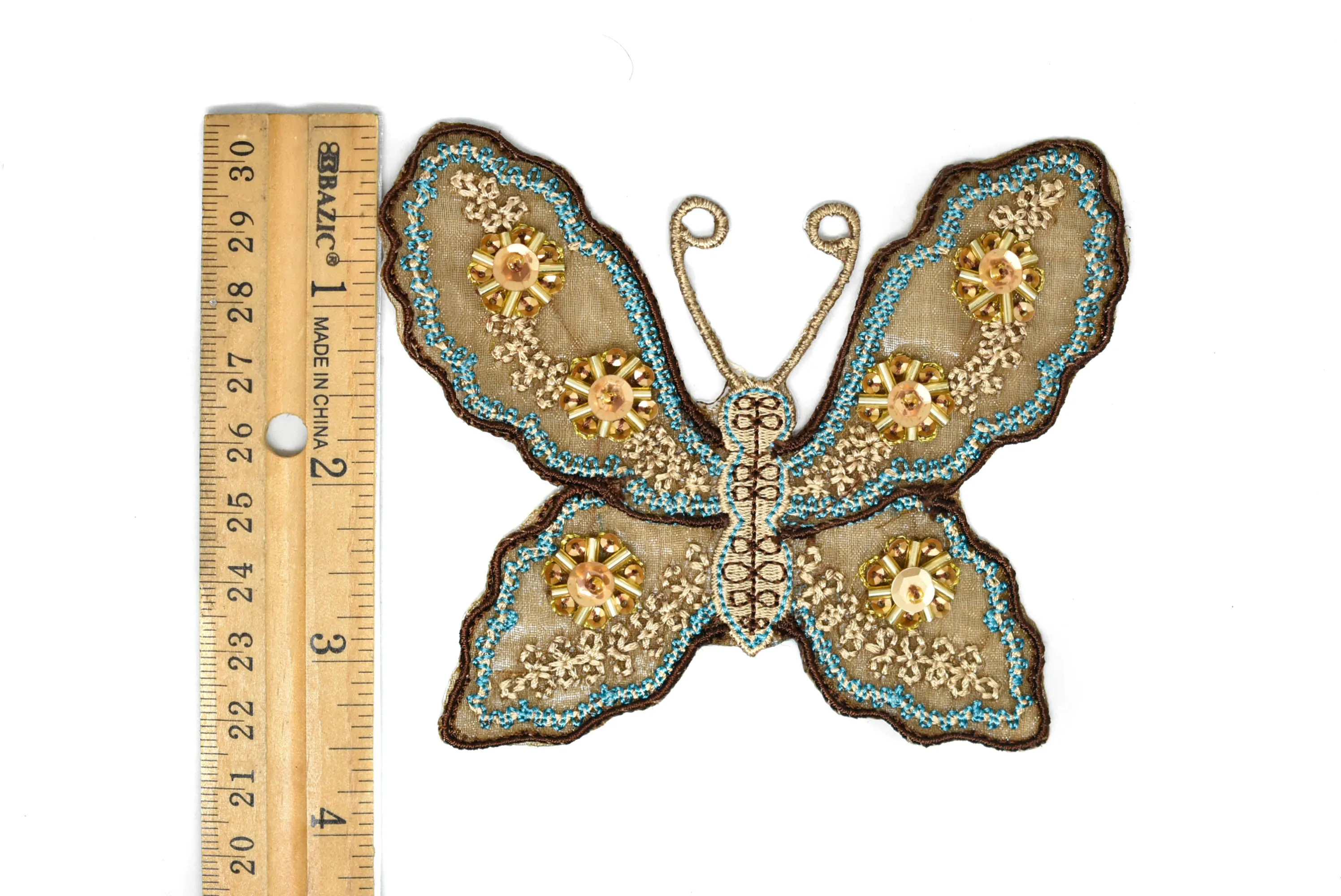 Sequins Butterfly Applique with Beads | Beaded Butterfly Applique | Elegant Butterfly Applique | Sew on Butterfly Applique