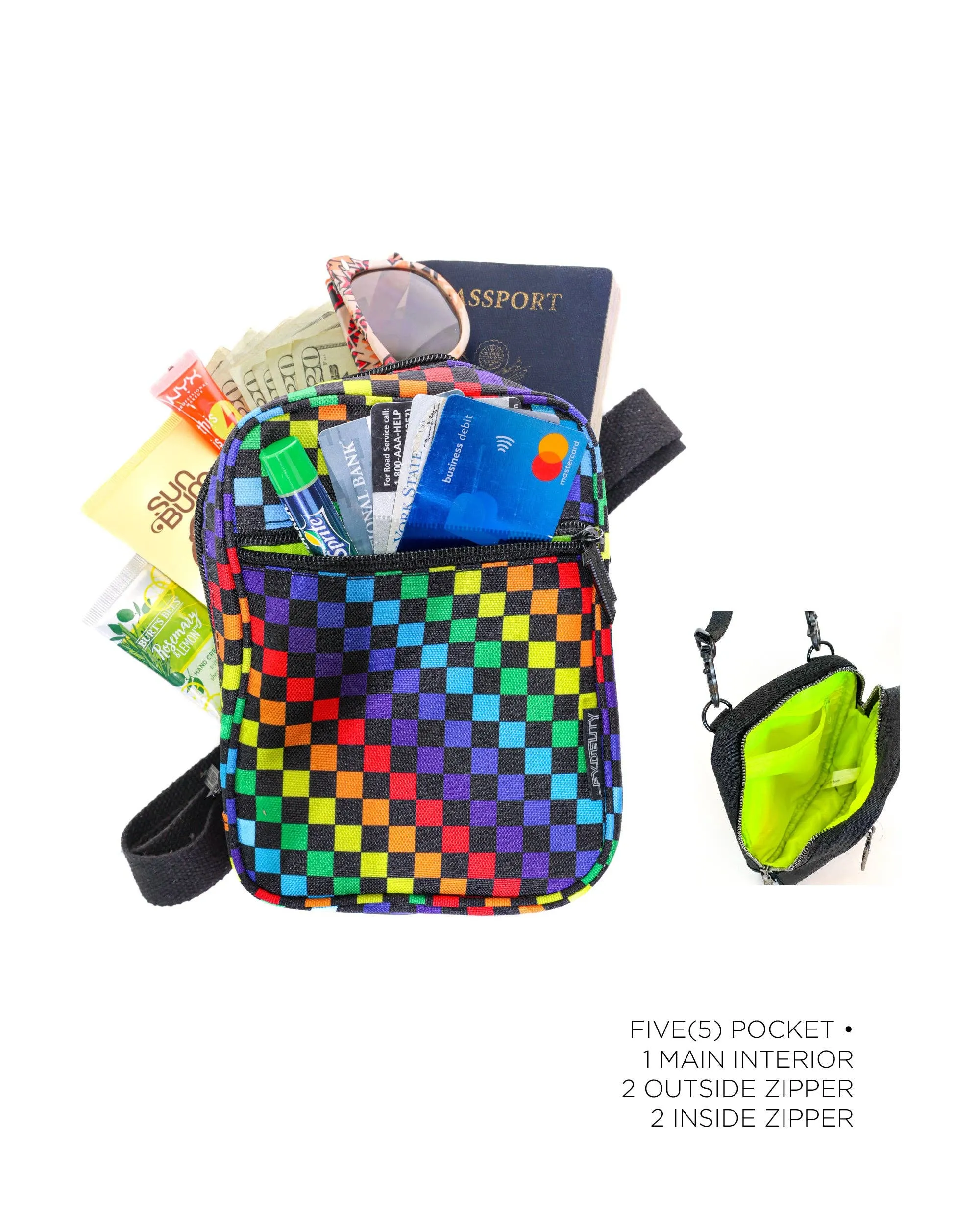 Sidekick Sling | Recycled RPET | Indy Rainbow Check