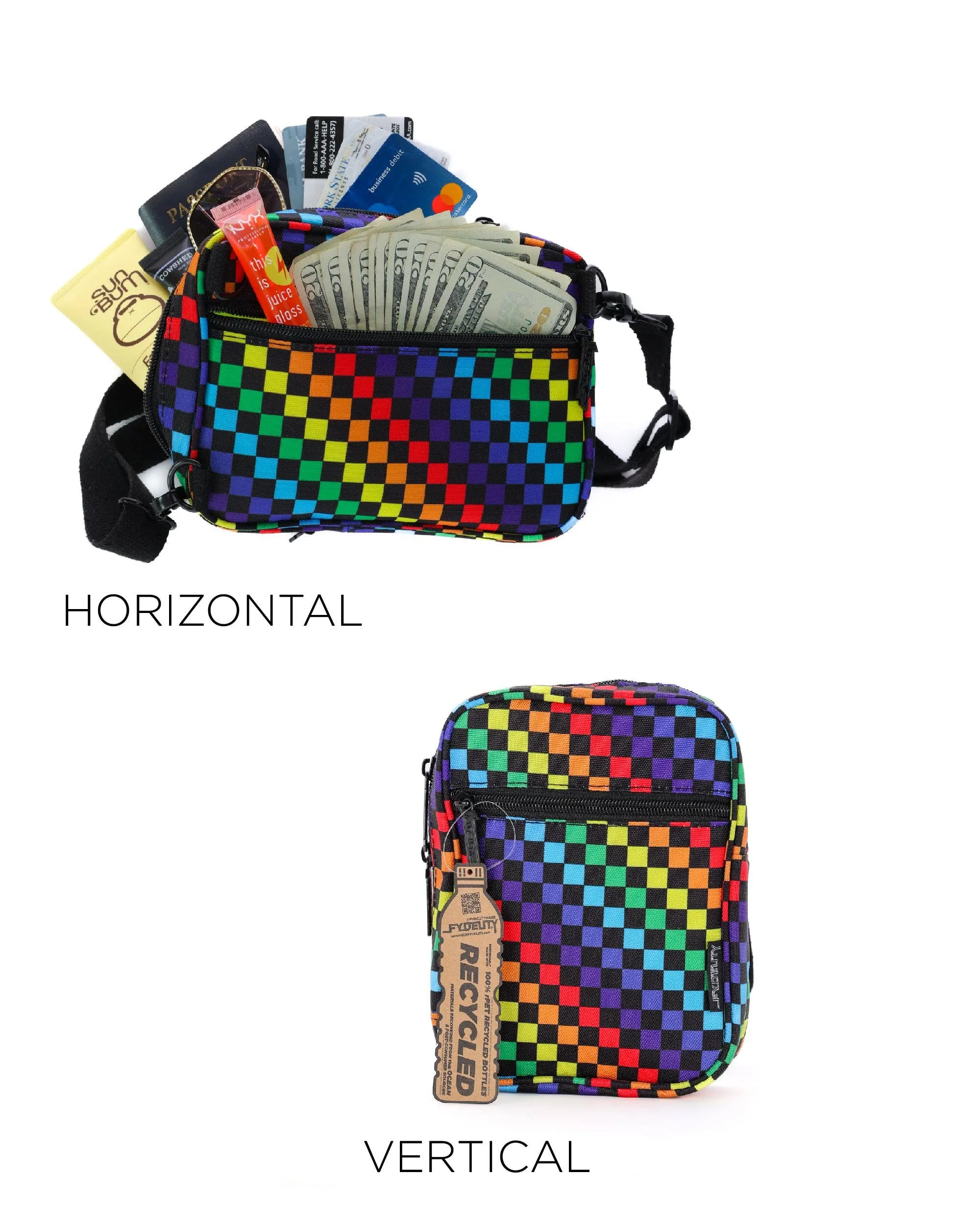 Sidekick Sling | Recycled RPET | Indy Rainbow Check