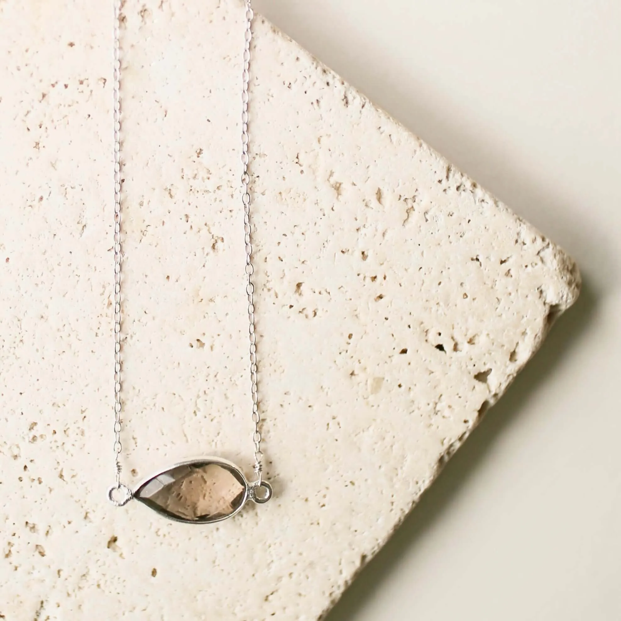 Smoky Quartz Silver Minimalist Necklace