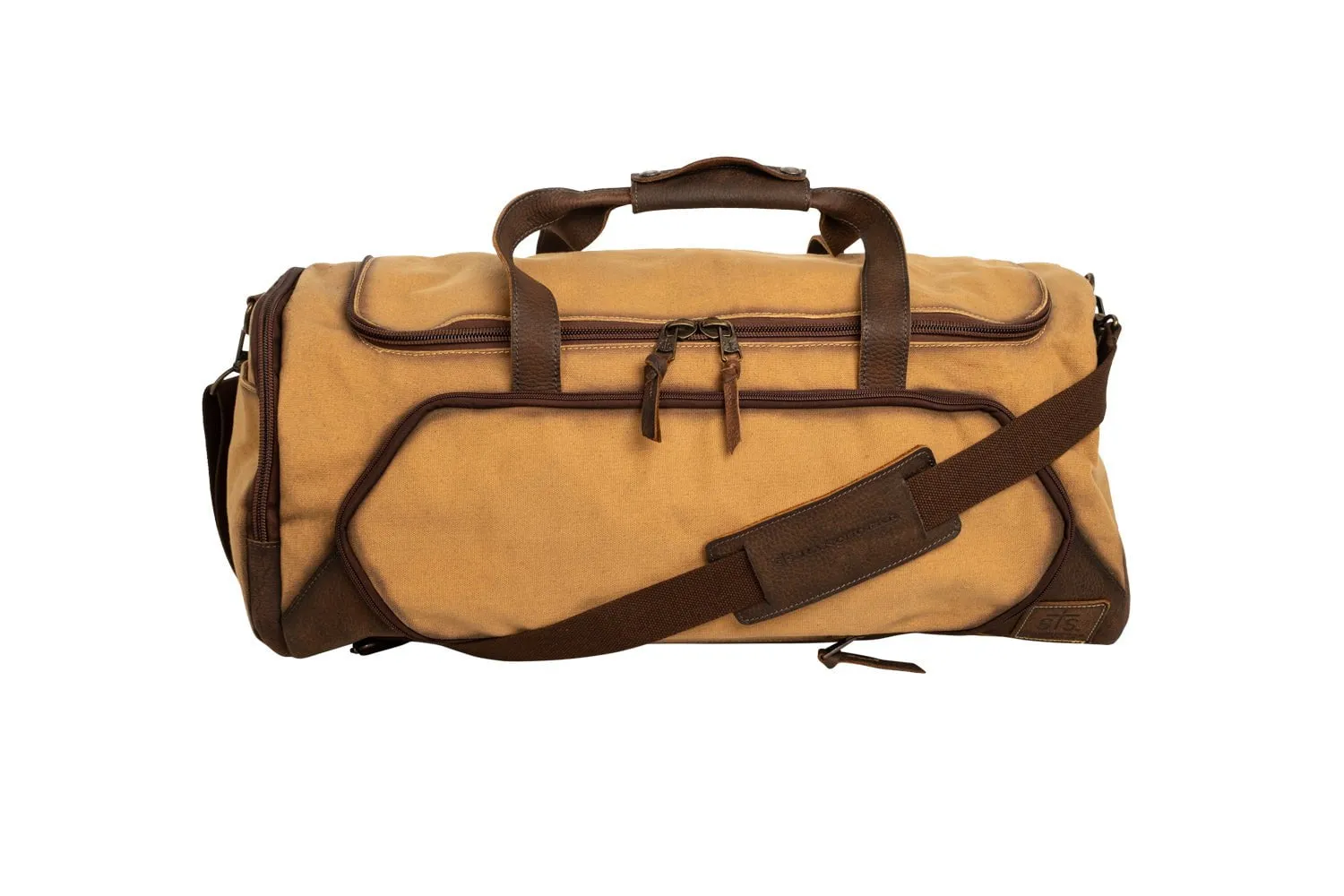 STS Ranchwear Mens Buffalo Creek Tan/Chestnut Buffalo Leather Large Duffel Bag