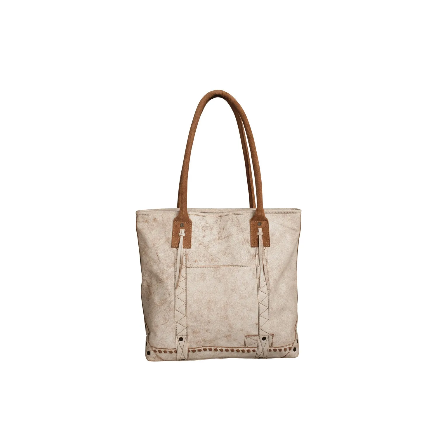 STS Ranchwear Womens Cremello White/Tan Leather Tote Bag