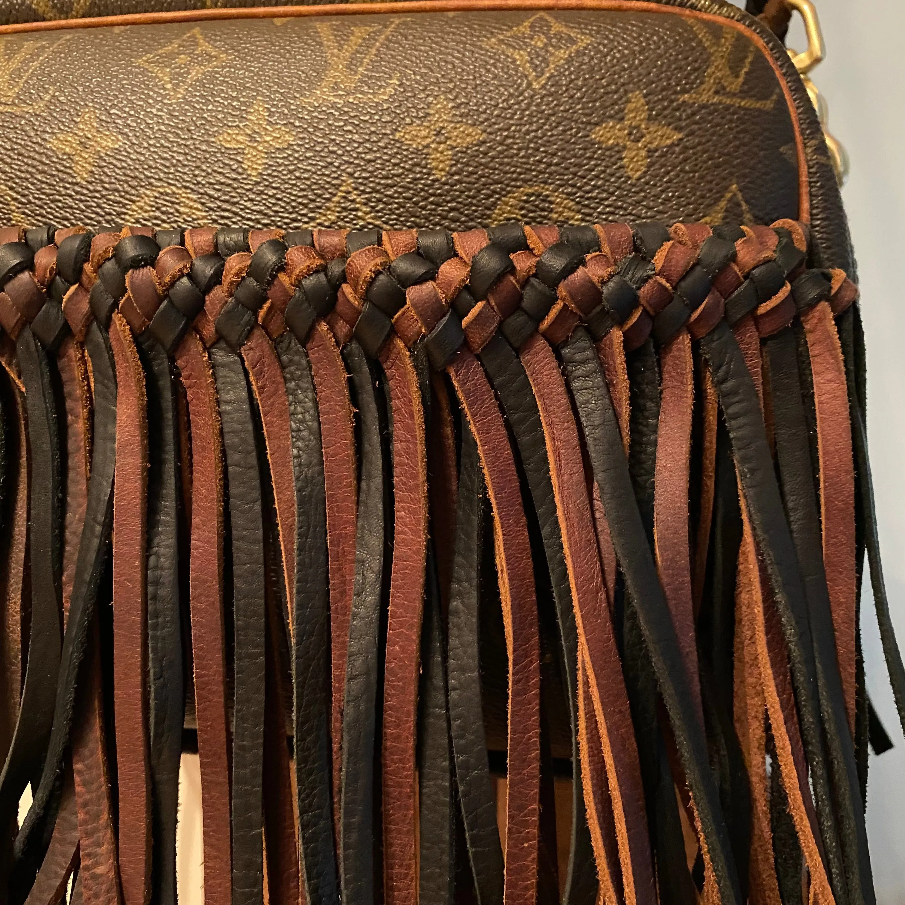 The Chat Crossbody Bag in Brown & Black Monogram