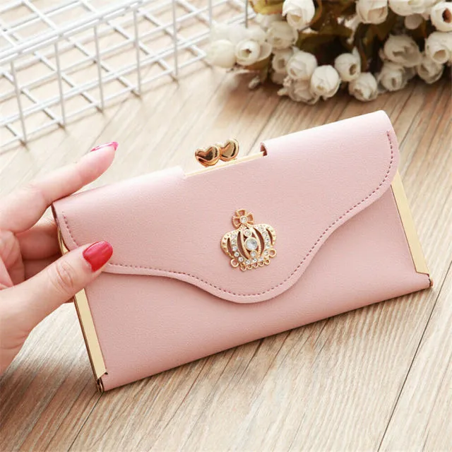 Trendy Fashion Crystal Diamond Crown Card Holder Clutch Wallet