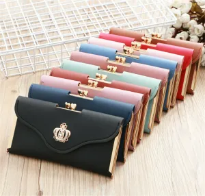 Trendy Fashion Crystal Diamond Crown Card Holder Clutch Wallet