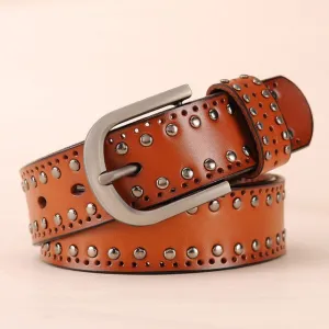 Trendy Metal Rivets Leather Belt