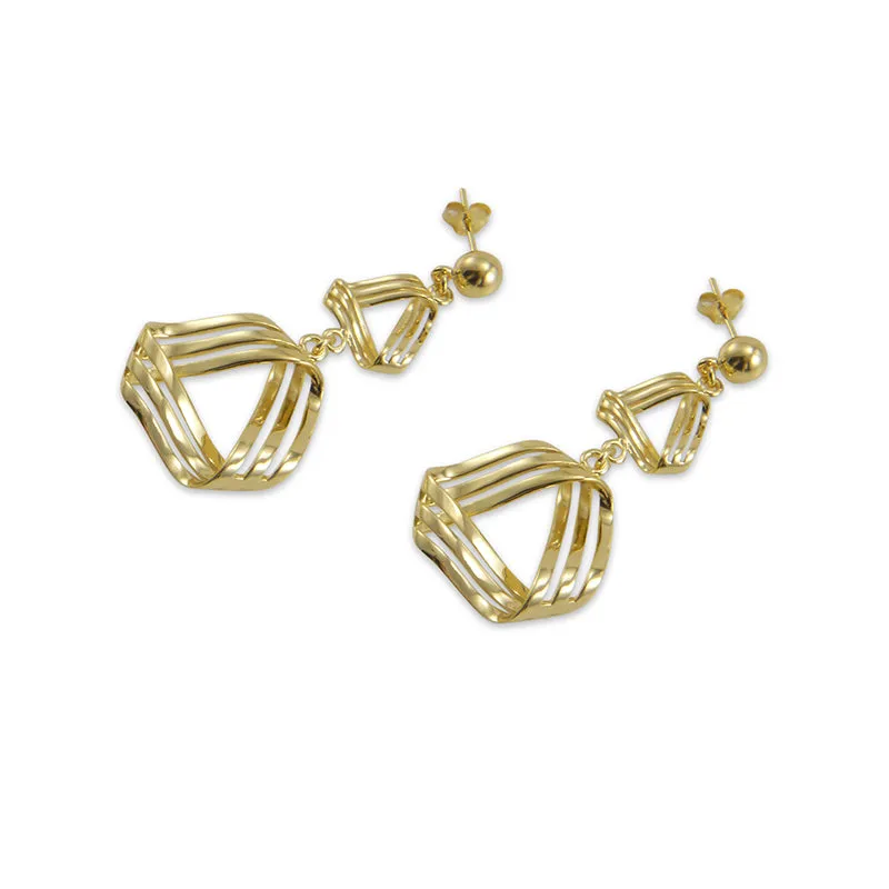 triple triangle Gold Sterling silver earrings