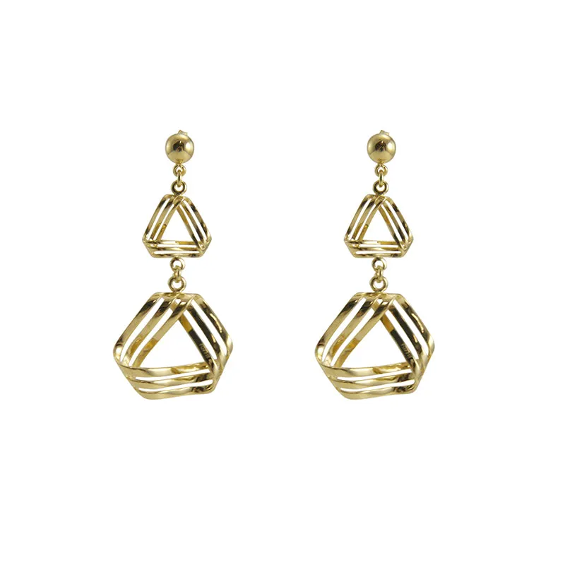 triple triangle Gold Sterling silver earrings