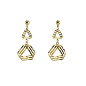 triple triangle Gold Sterling silver earrings