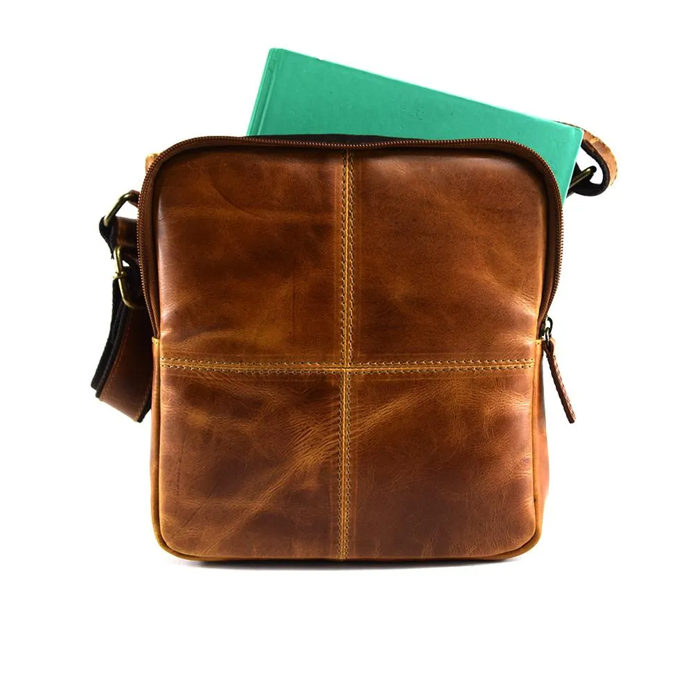 Urban Messenger Bag in Cognac Leather - Cncled carry