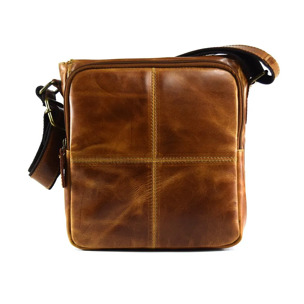 Urban Messenger Bag in Cognac Leather - Cncled carry