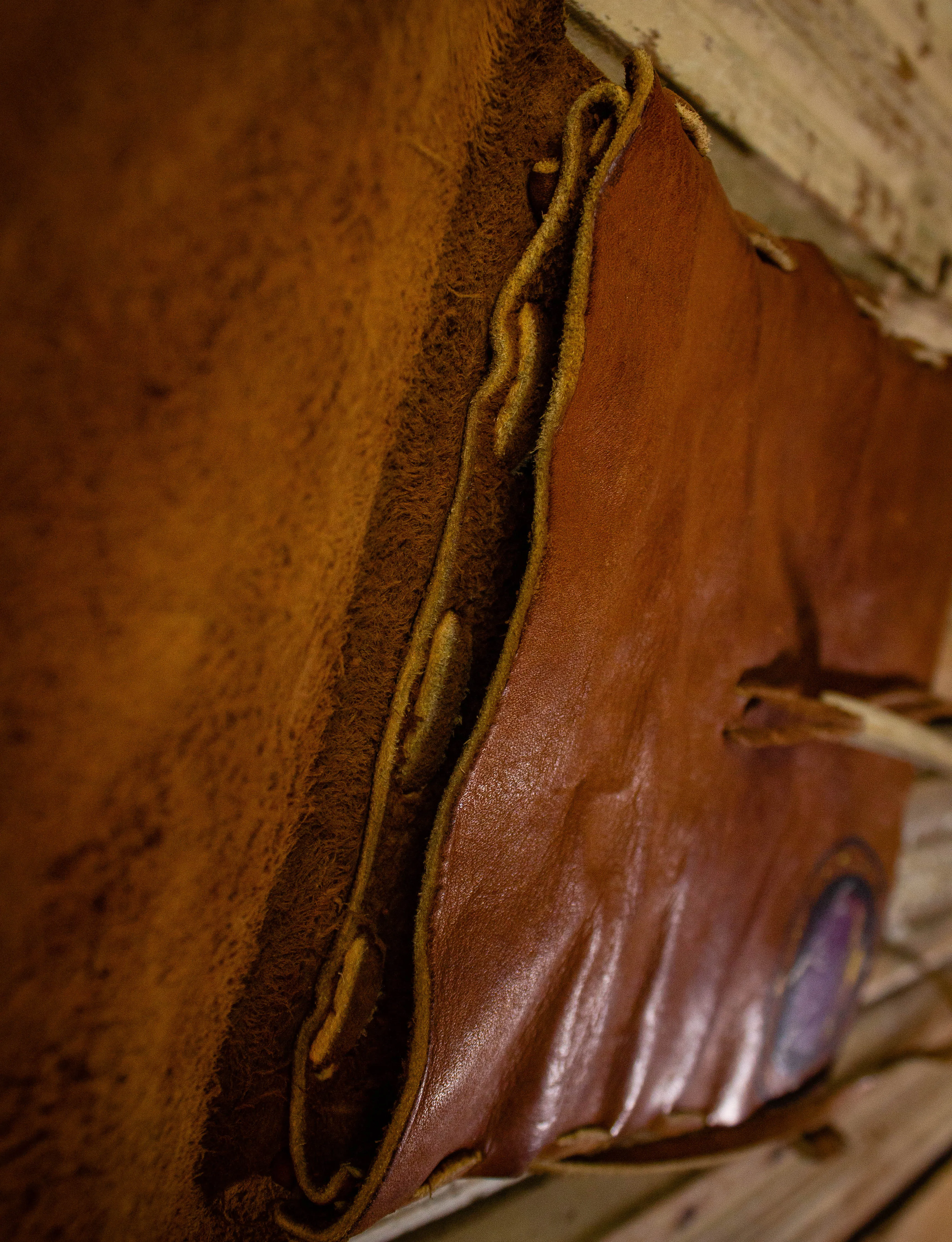 Vintage 70s Hand Painted Fringe Leather Brown Satchel