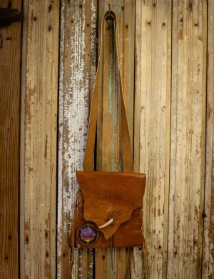 Vintage 70s Hand Painted Fringe Leather Brown Satchel