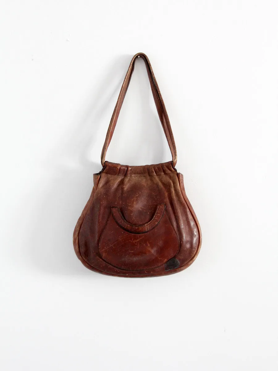 vintage 70s leather hobo bag