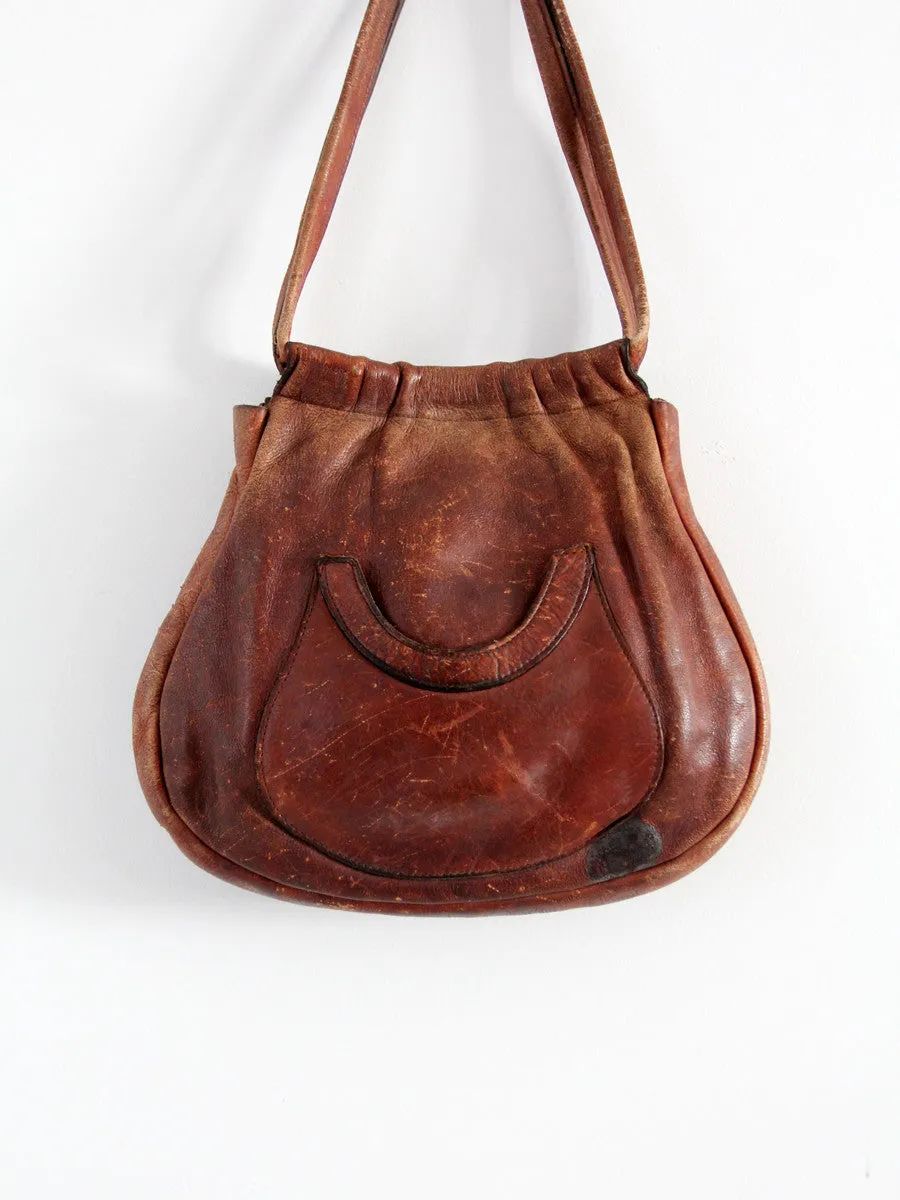 vintage 70s leather hobo bag