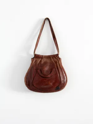 vintage 70s leather hobo bag