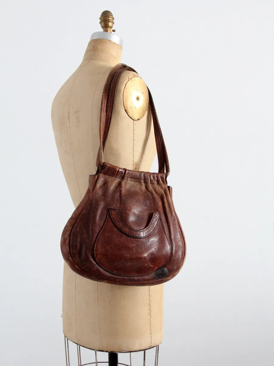 vintage 70s leather hobo bag