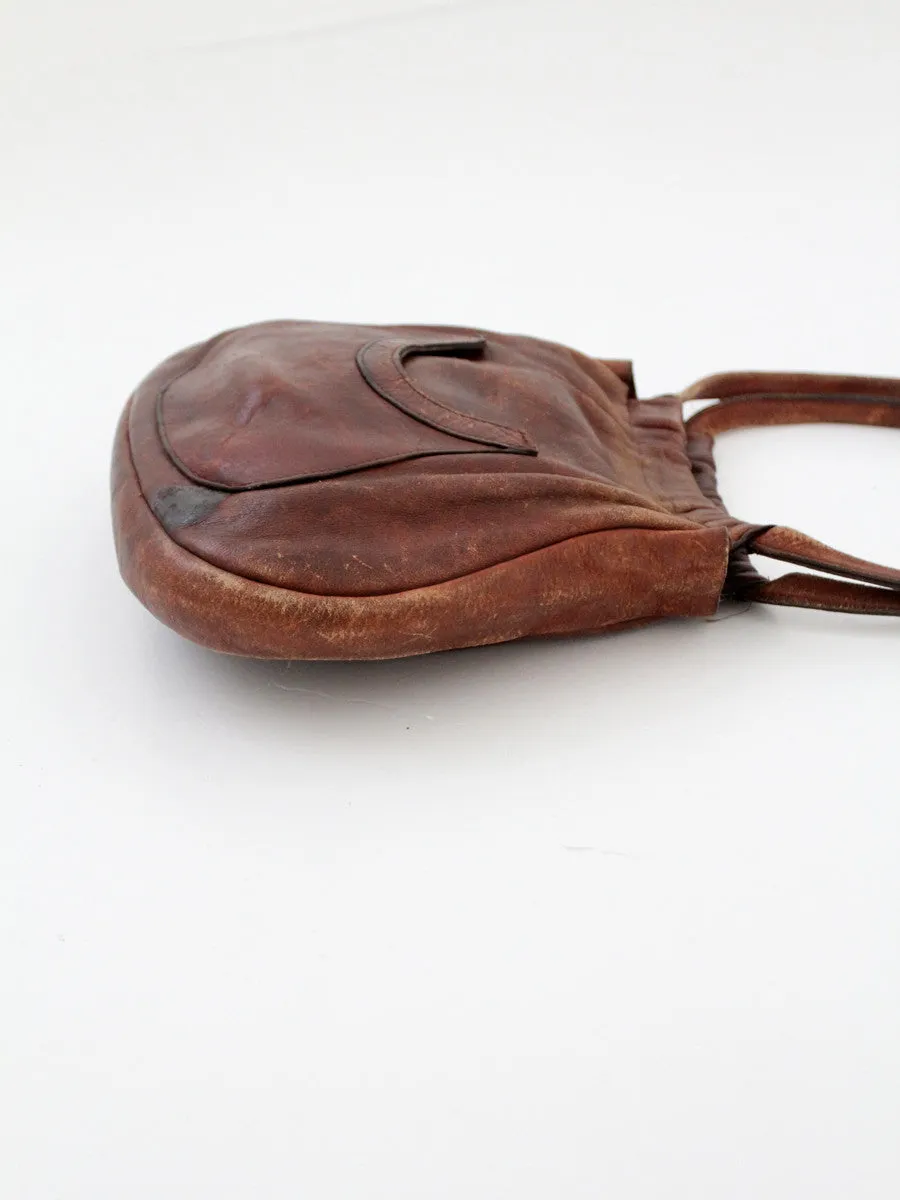 vintage 70s leather hobo bag