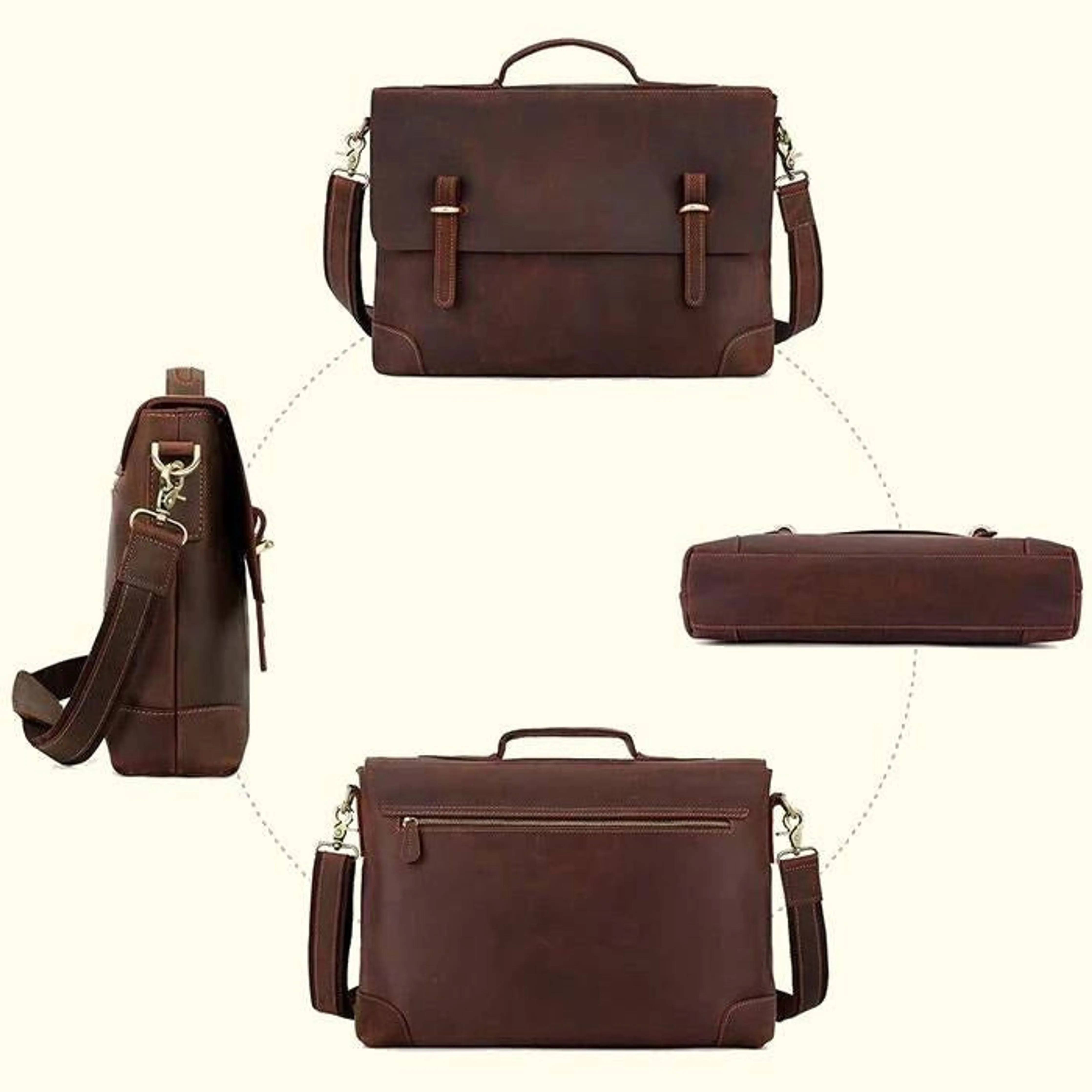 Vintage Cowhide Leather Laptop Bag