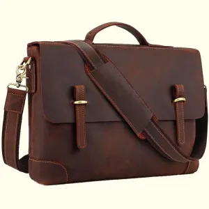 Vintage Cowhide Leather Laptop Bag