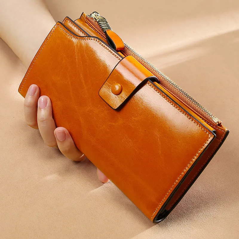 Vintage Luxury Genuine Leather Clutch Purse