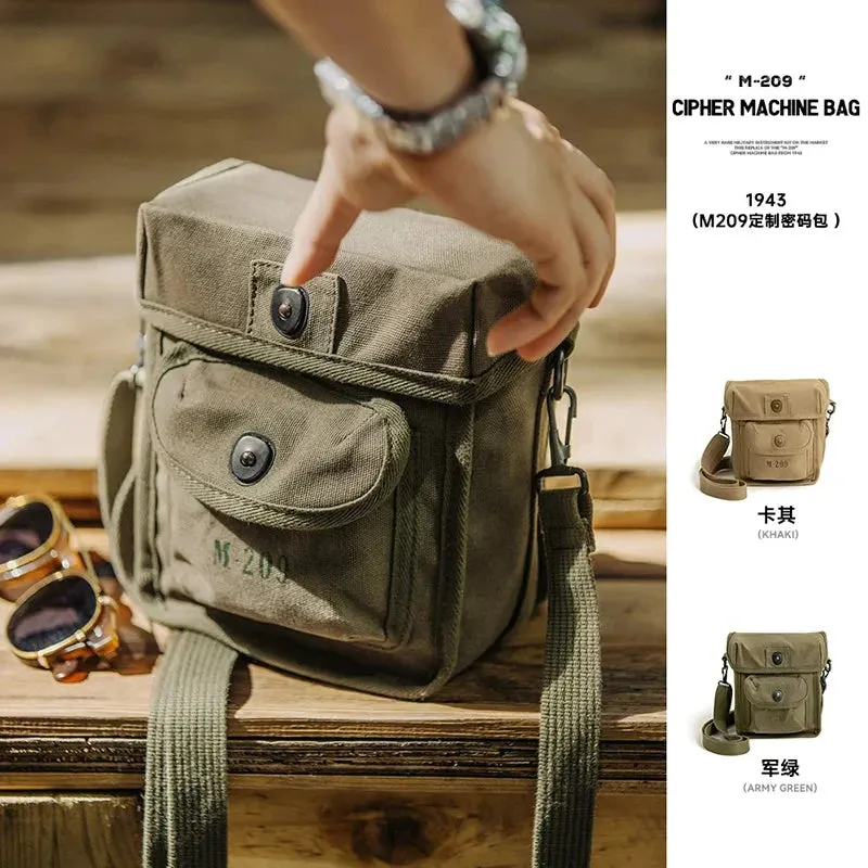 Vintage M209 Tactical Cipher Machine Bag Canvas Shoulder Crossbody Tote Bag