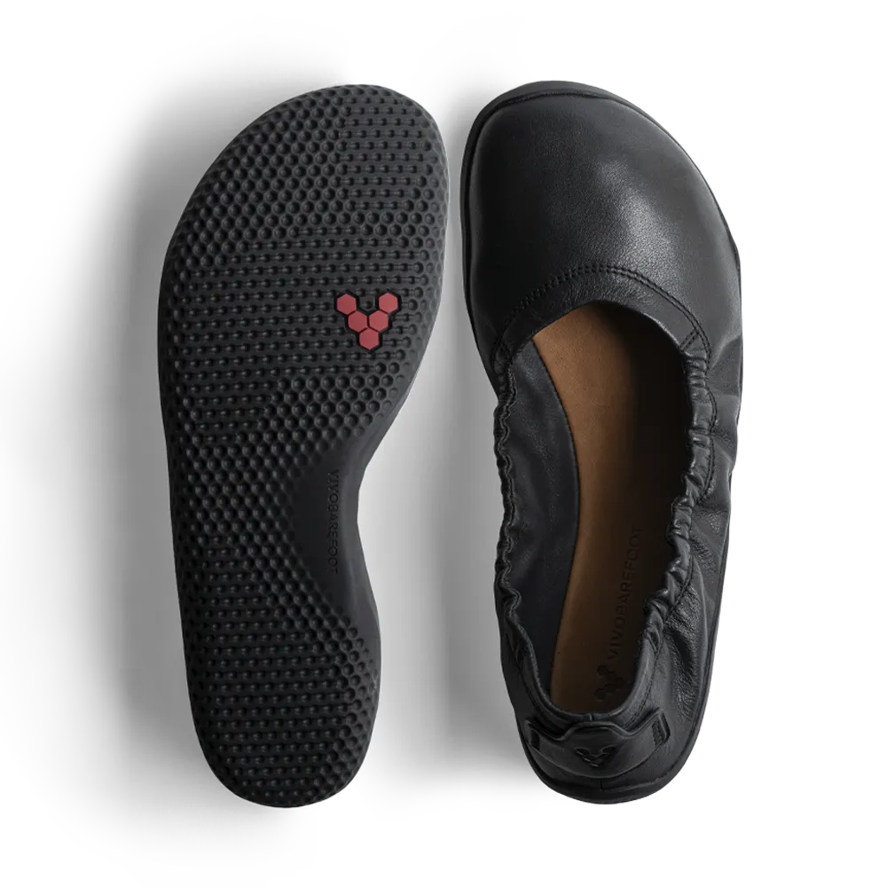 Vivobarefoot Primus Asana Yin Ballerina Leather Womens Obsidian