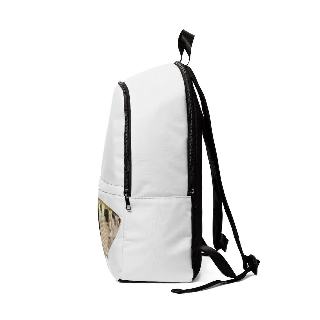 White and Black Fish Unisex Fabric Backpack