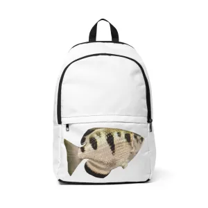 White and Black Fish Unisex Fabric Backpack