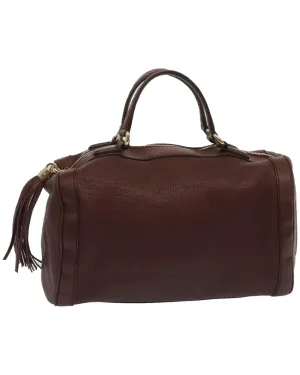 Wine Red Leather Boston Bag by Italian Designer