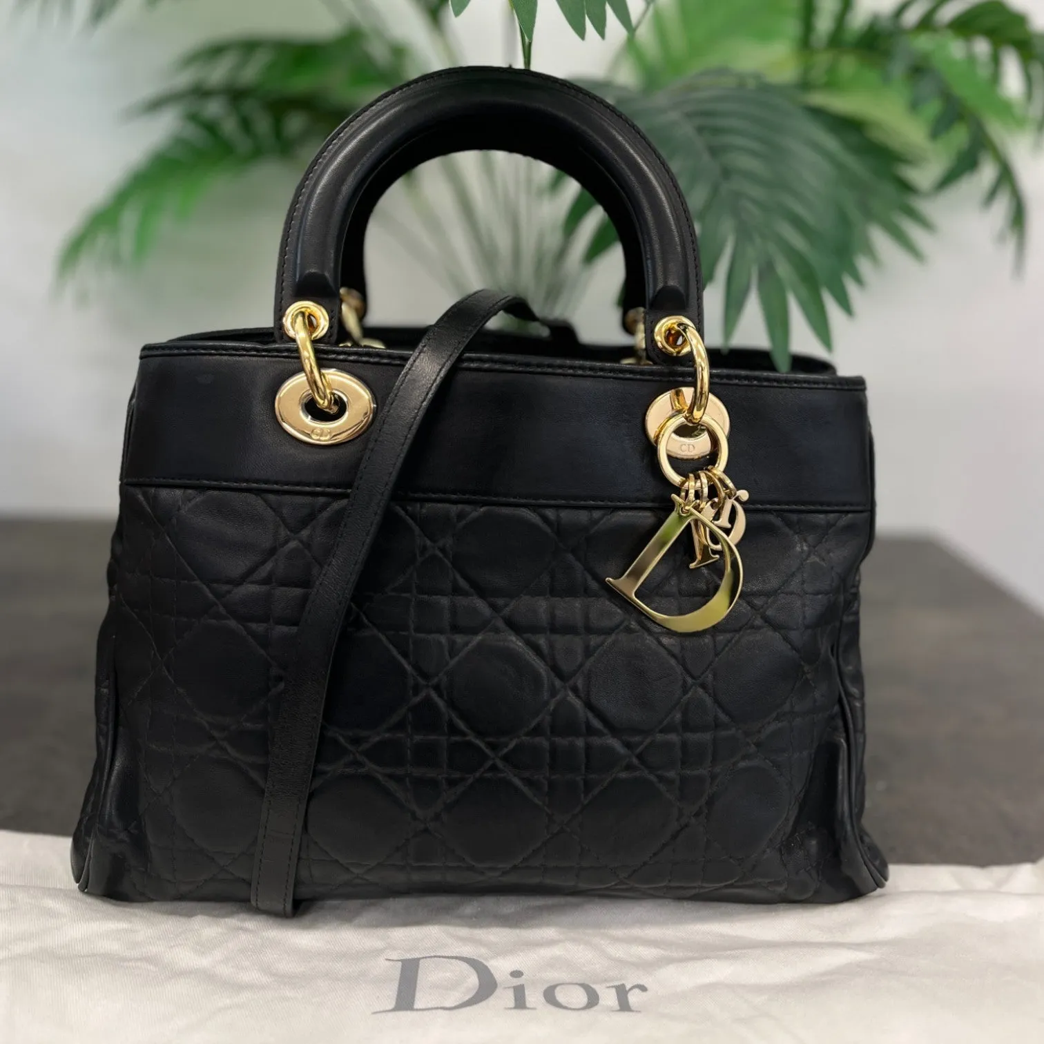 Women's Vintage Large Lady Dior Bag Black