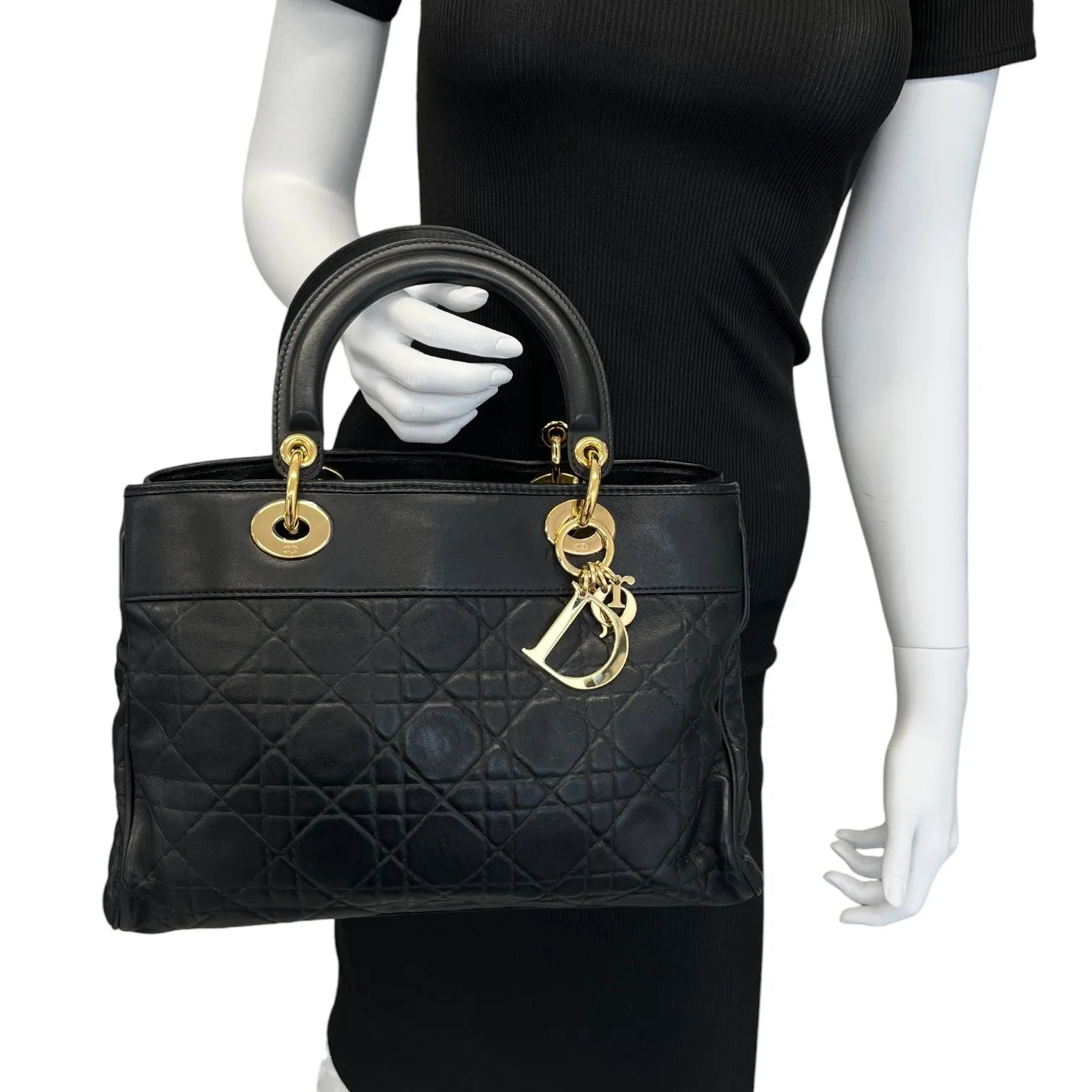 Women's Vintage Large Lady Dior Bag Black