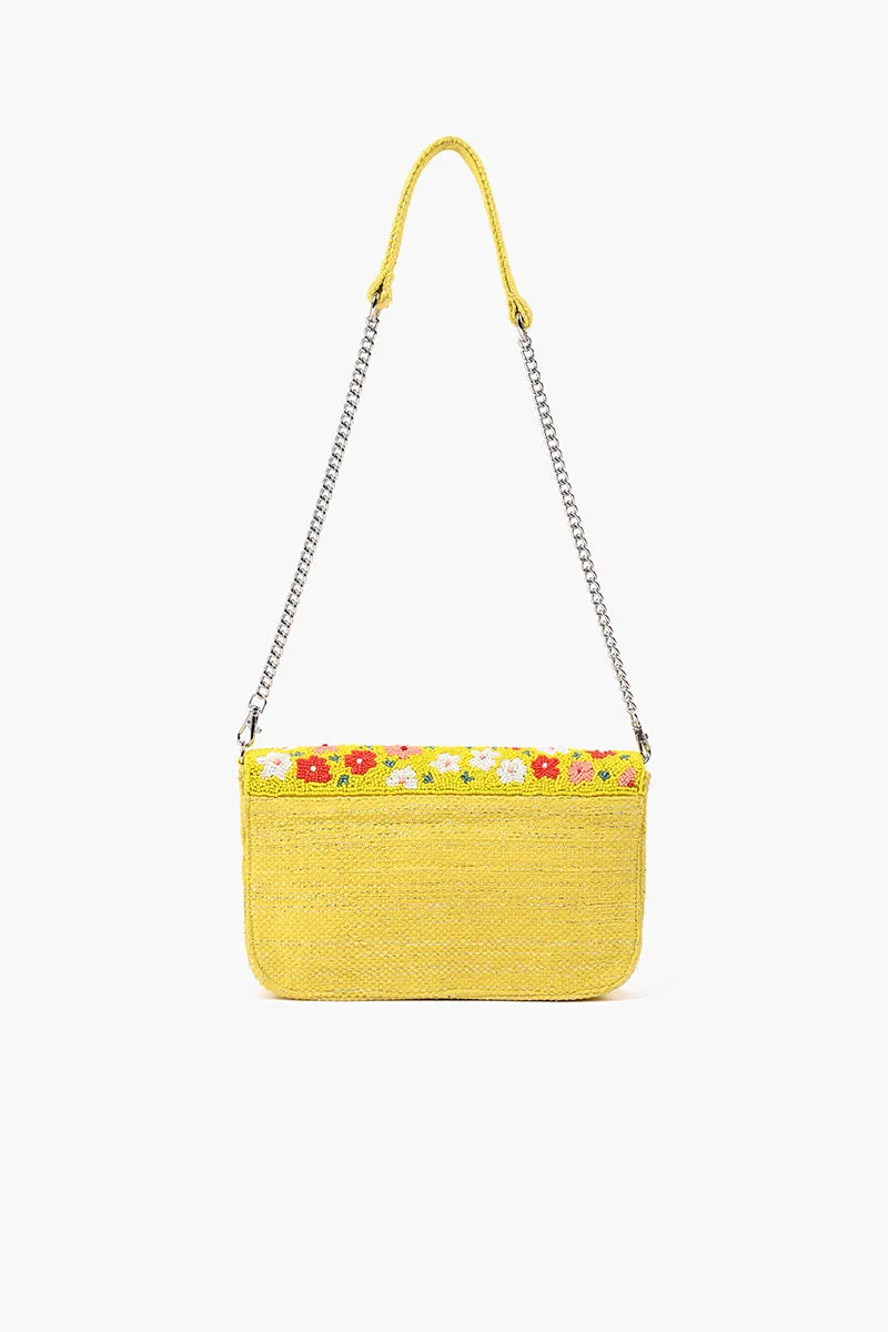 Yellow Delight Floral Embellished Shoulder Bag