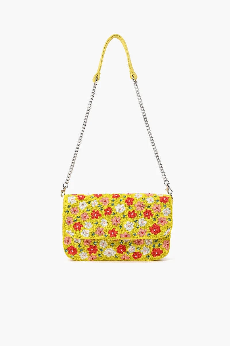 Yellow Delight Floral Embellished Shoulder Bag